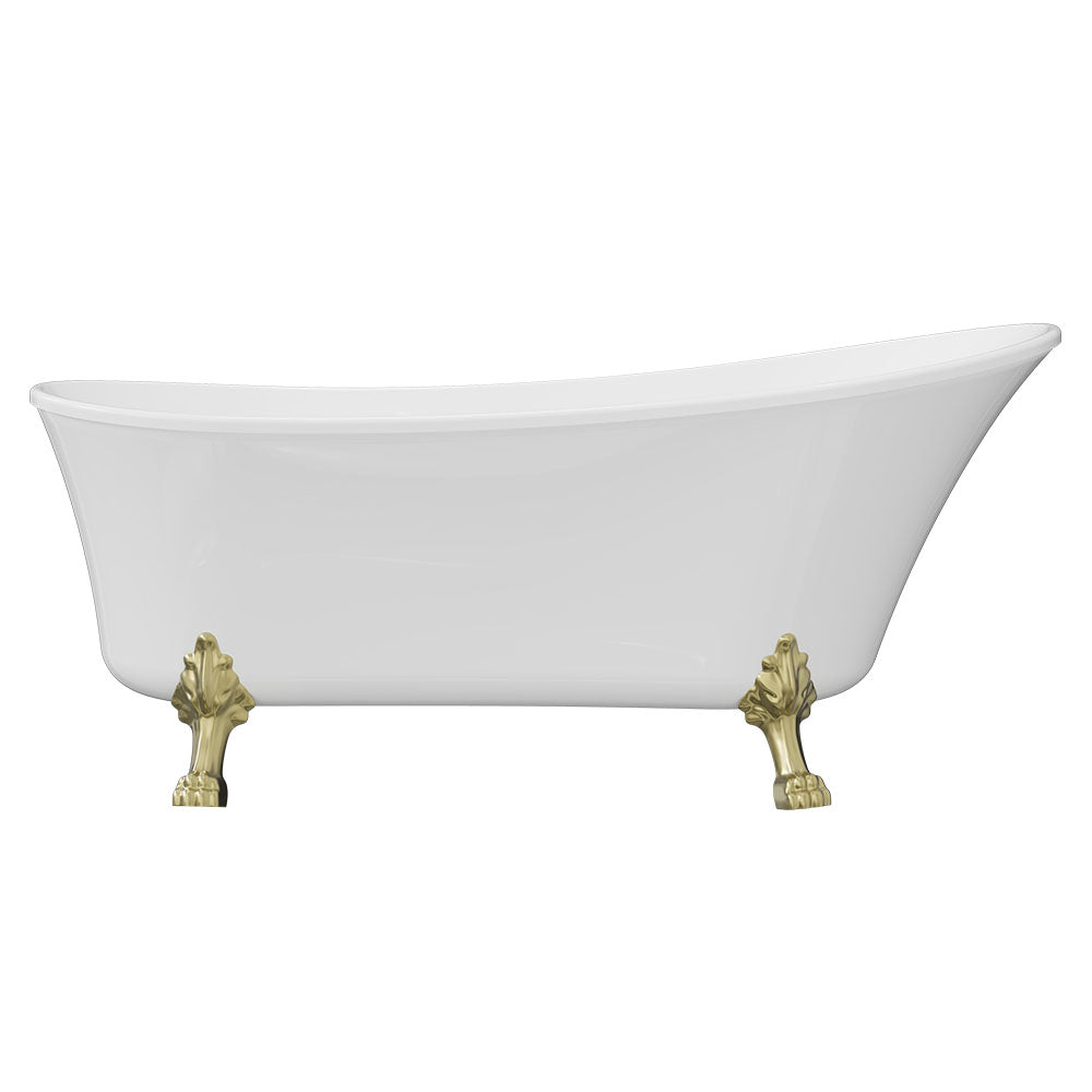 Fienza Clawfoot Freestanding Bath Gloss White 1700mm Urban Brass Feet