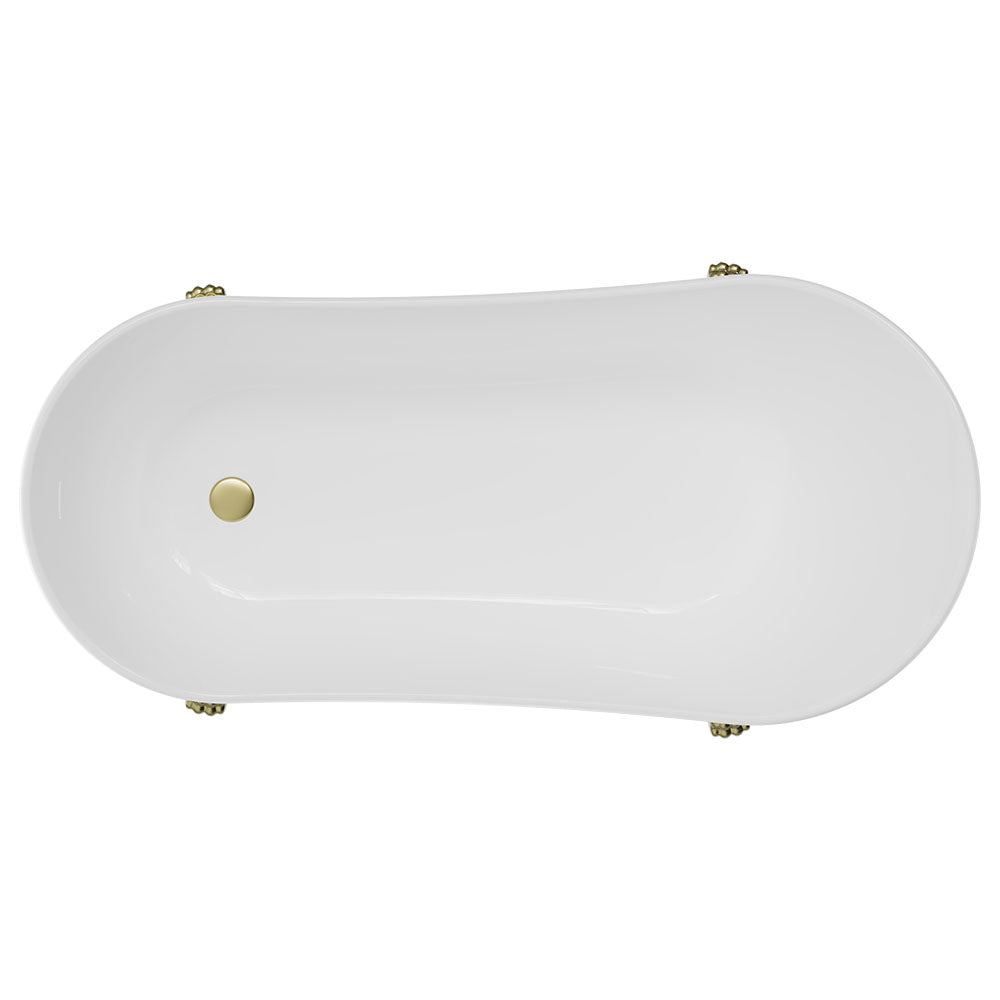 Fienza Clawfoot Freestanding Bath Gloss White 1700mm Urban Brass Feet
