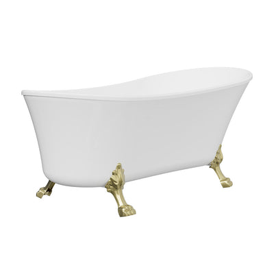 Fienza Clawfoot Freestanding Bath Gloss White 1700mm Urban Brass Feet