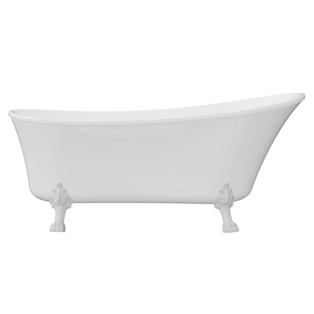 Fienza Clawfoot Freestanding Bath Gloss White 1700mm White Feet