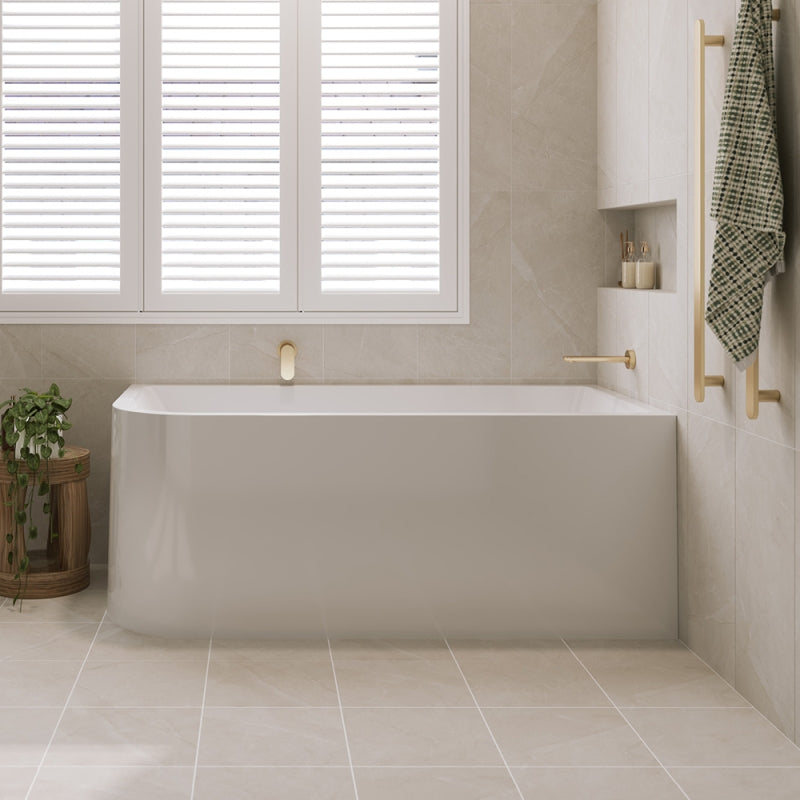 Fienza Hustle Left-Hand Multi-Fit Acrylic Bath with Overflow 1500mm