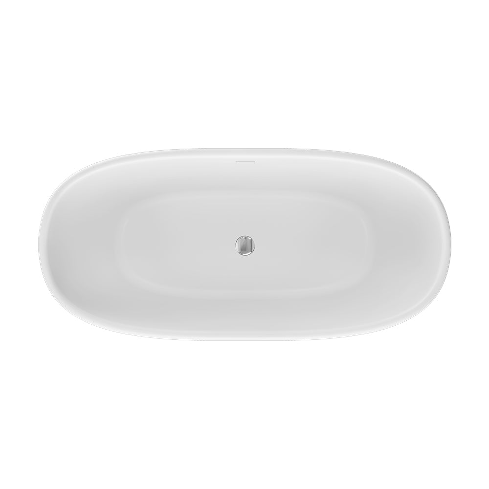 Fienza Eden Freestanding Acrylic Bath 1550mm Gloss White with overflow