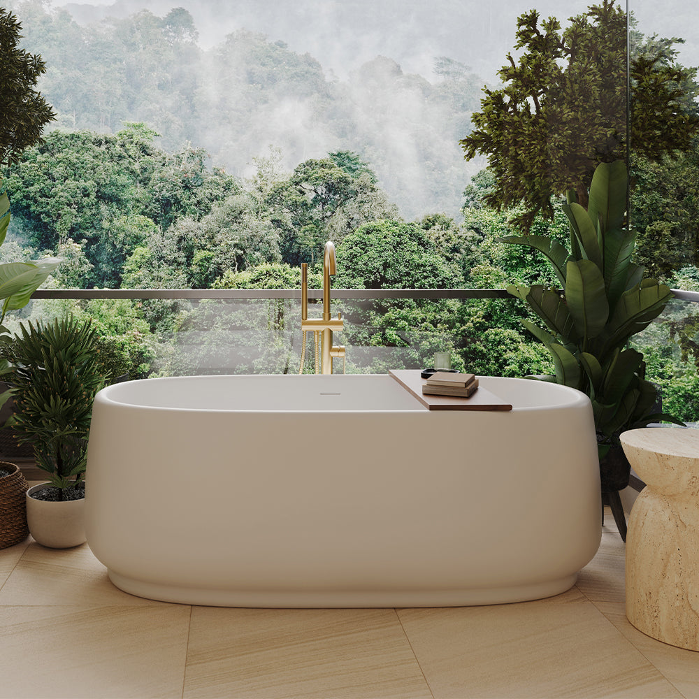 Fienza Eden Freestanding Acrylic Bath 1750mm Gloss White with overflow
