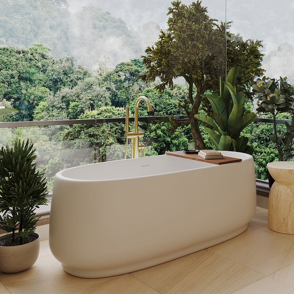 Fienza Eden Freestanding Acrylic Bath 1750mm Gloss White with overflow