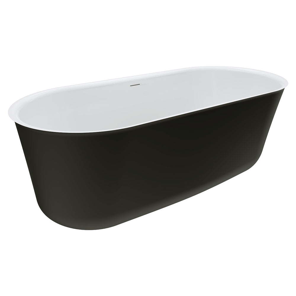 Windsor 1700 Freestanding Acrylic Bath, Matte Black with Overflow