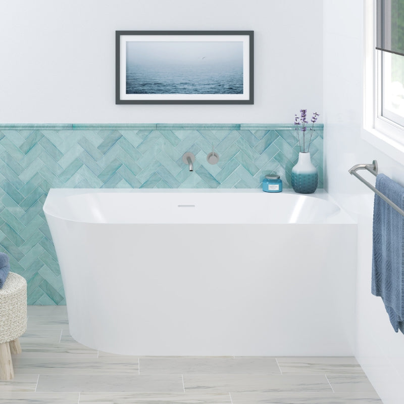 Fienza Chloe Left-Hand Acrylic Corner Bath with Overflow 1400mm Gloss White
