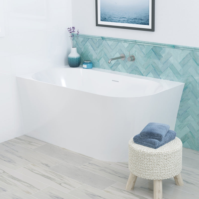 Fienza Chloe Right -Hand Acrylic Corner Bath with Overflow 1400mm Gloss White