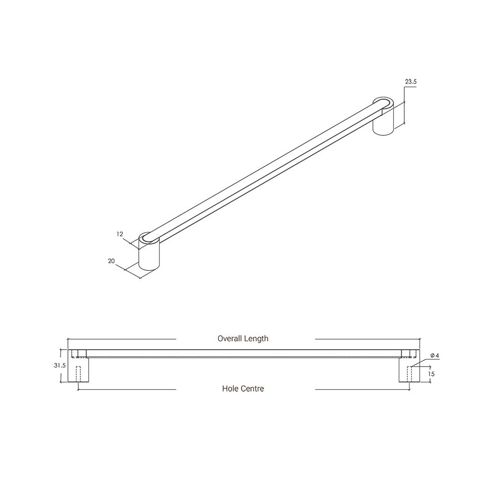 Momo Fusion D Handle - Line Drawing