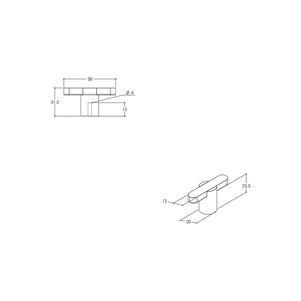 Momo Fusion T Knob - Line Drawing