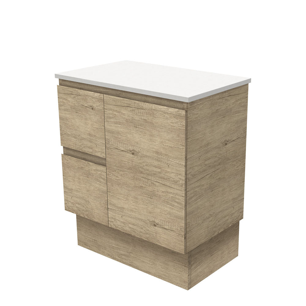 Fienza Edge Scandi Oak Vanity Cabinet on Kickboard 750mm left hand drawers