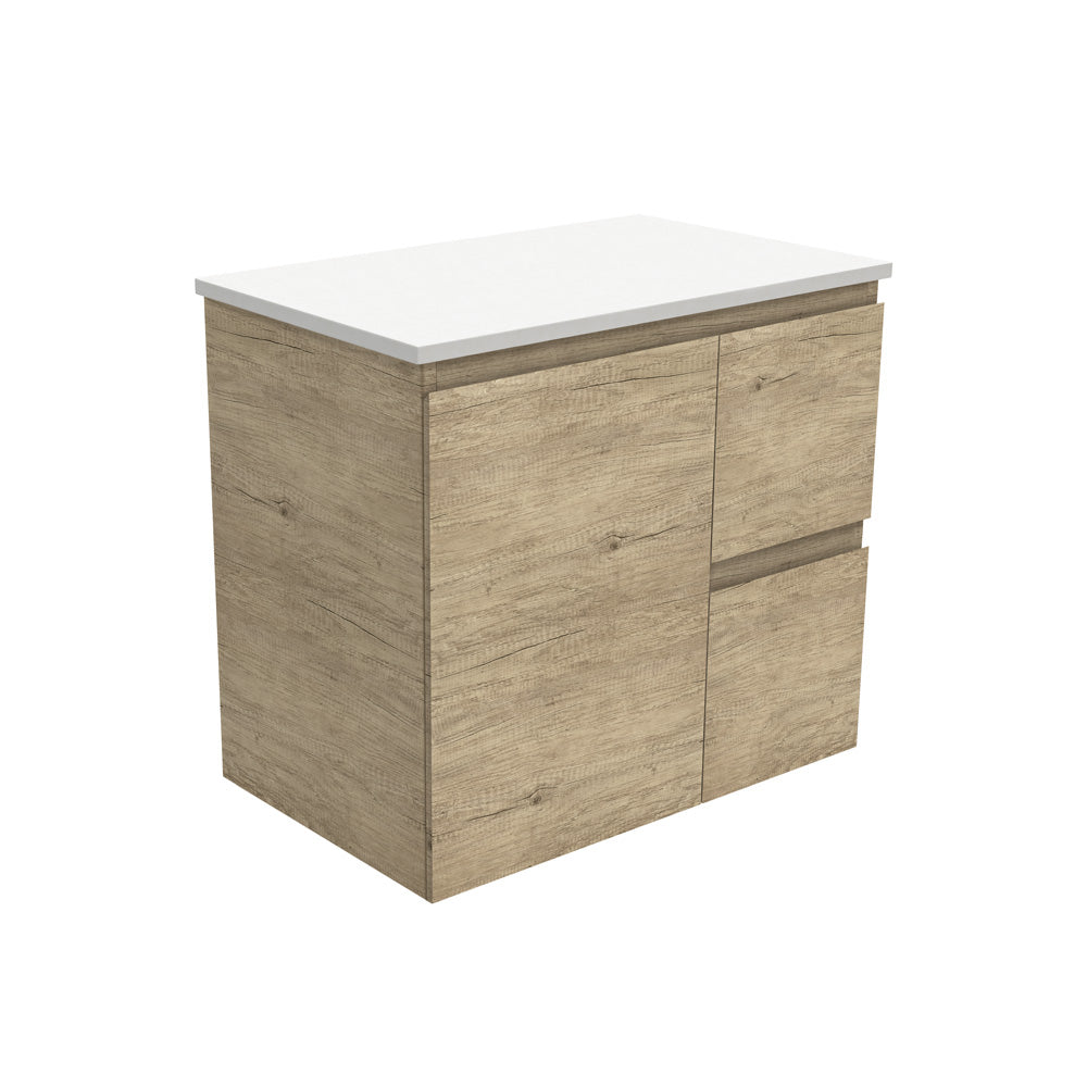 Fienza Edge Scandi Oak Wall Hung Vanity Cabinet 750mm right hand drawers