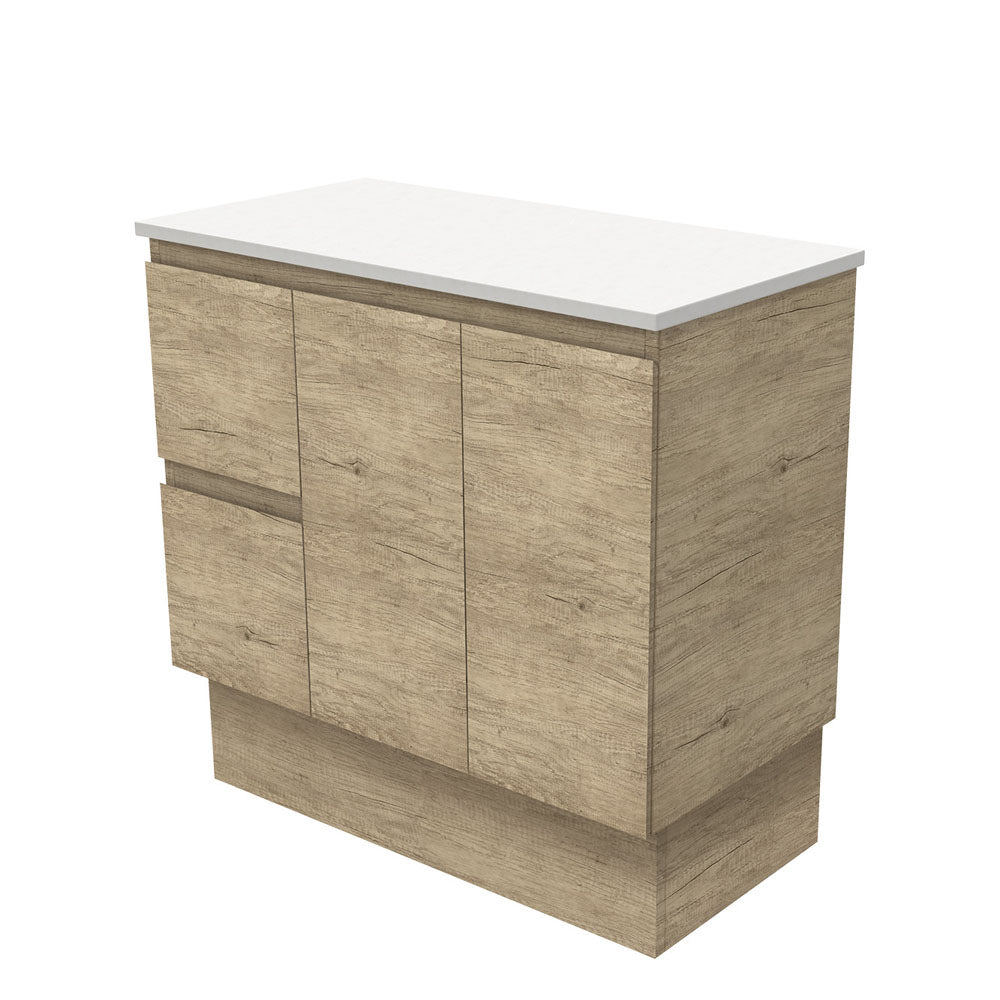 Fienza Edge Scandi Oak Vanity Cabinet on Kickboard 900mm left hand drawers