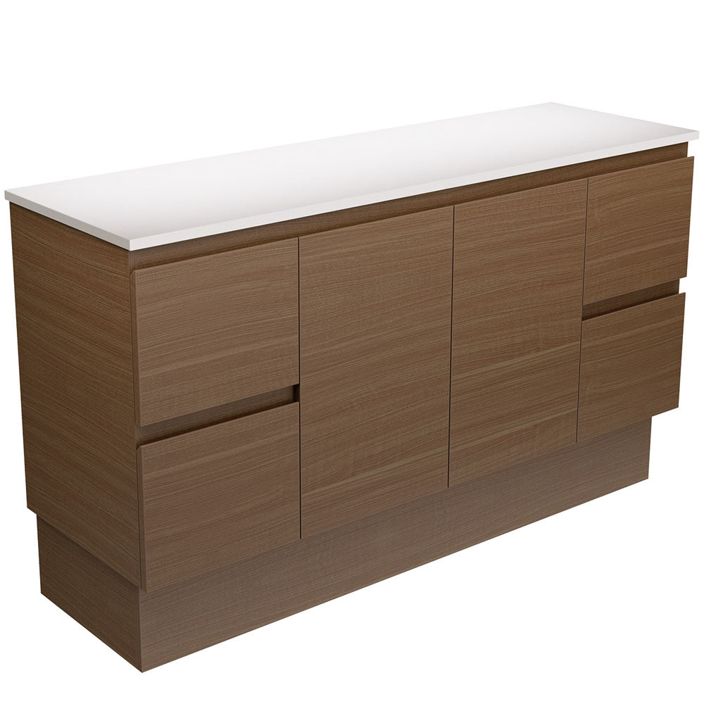 Fienza Edge Walnut Vanity Cabinet on Kickboard 1500mm