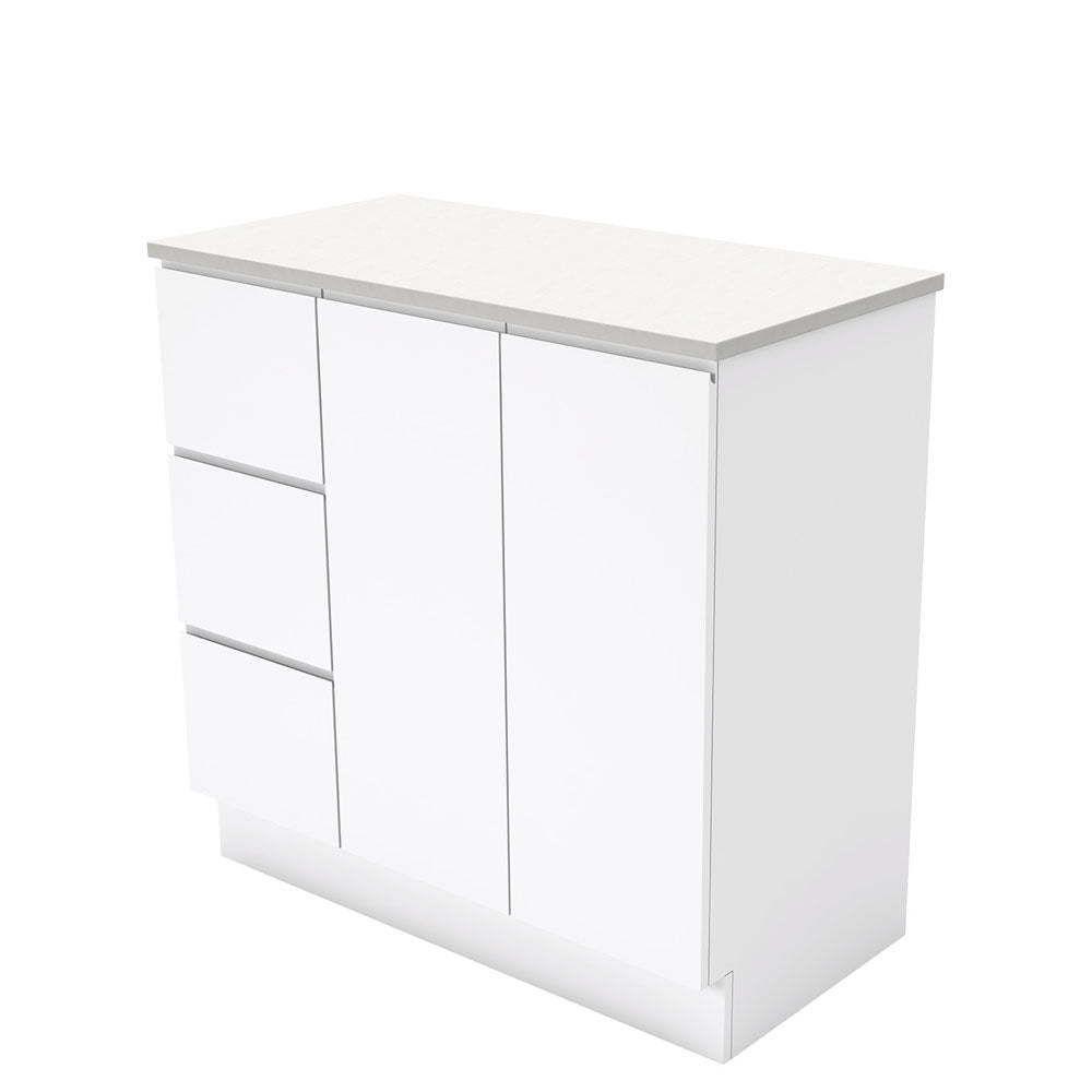 Fienza Fingerpull Gloss White Vanity Cabinet on Kickboard