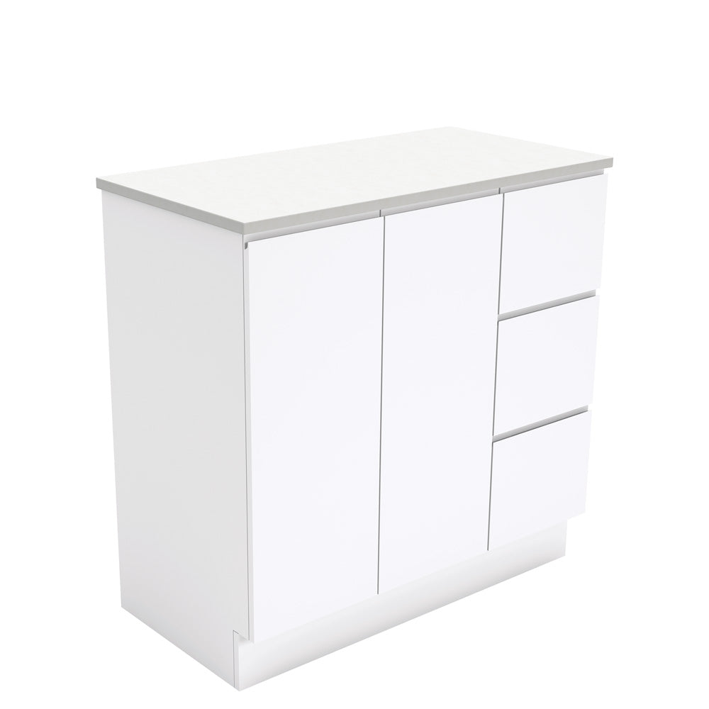 Fienza Fingerpull Gloss White Vanity Cabinet on Kickboard