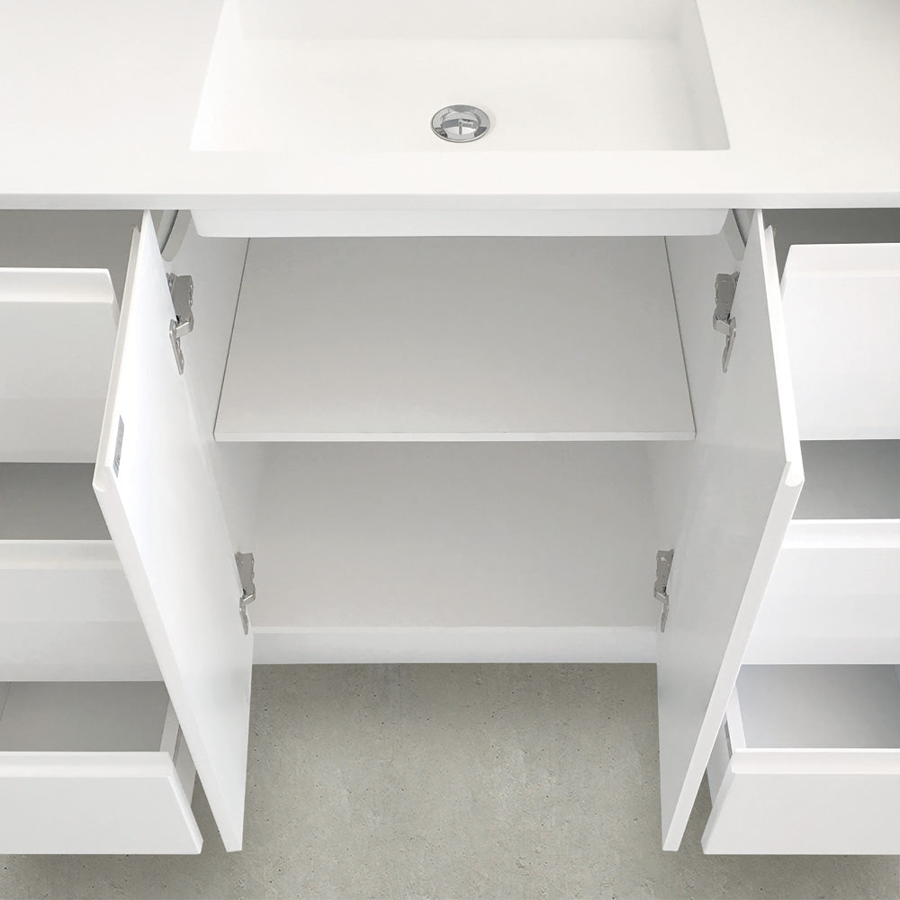 Fienza Fingerpull Gloss White Wall Hung Vanity Cabinet lifestyle