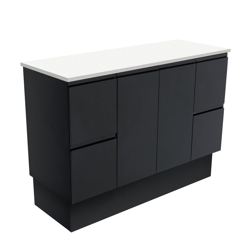 Fienza Fingerpull Satin Black Vanity Cabinet on Kickboard