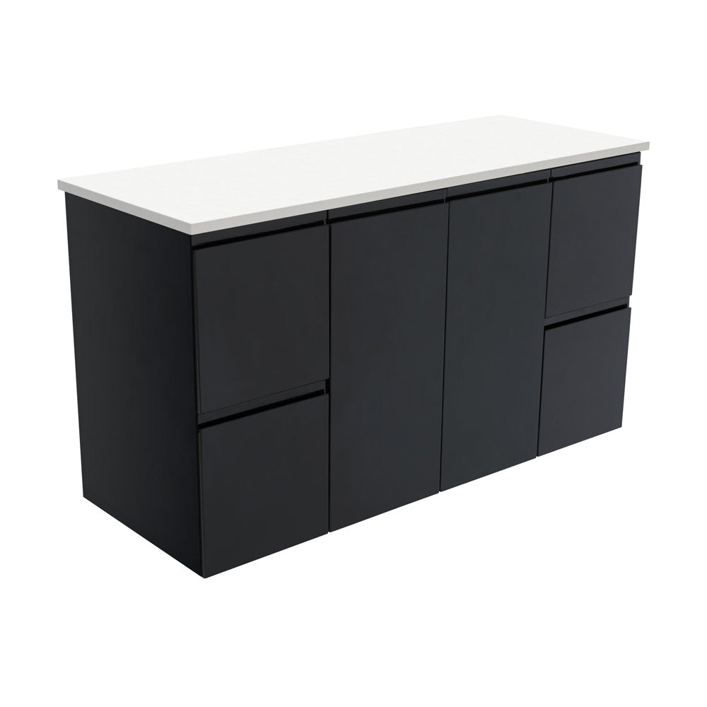 Fienza Fingerpull Satin Black Wall Hung Vanity Cabinet