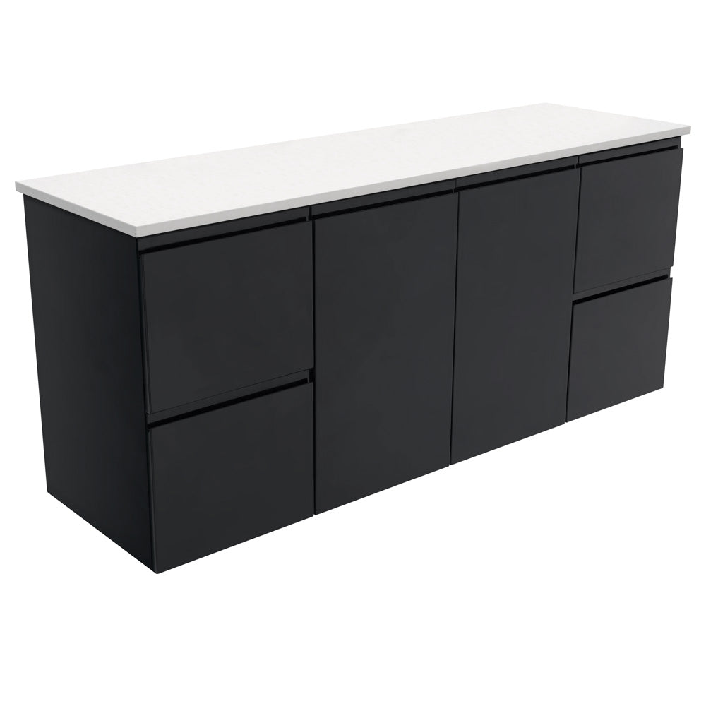 Fienza Fingerpull Satin Black Wall Hung Vanity Cabinet