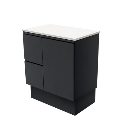 Fienza Fingerpull Satin Black Vanity Cabinet on Kickboard