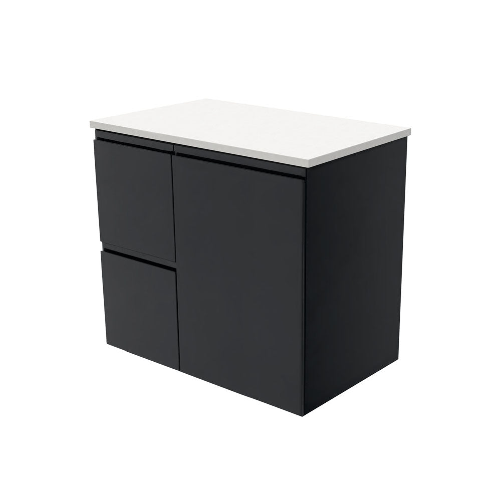 Fienza Fingerpull Satin Black Wall Hung Vanity Cabinet
