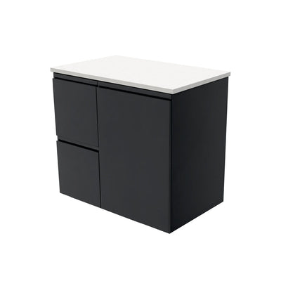 Fienza Fingerpull Satin Black Wall Hung Vanity Cabinet