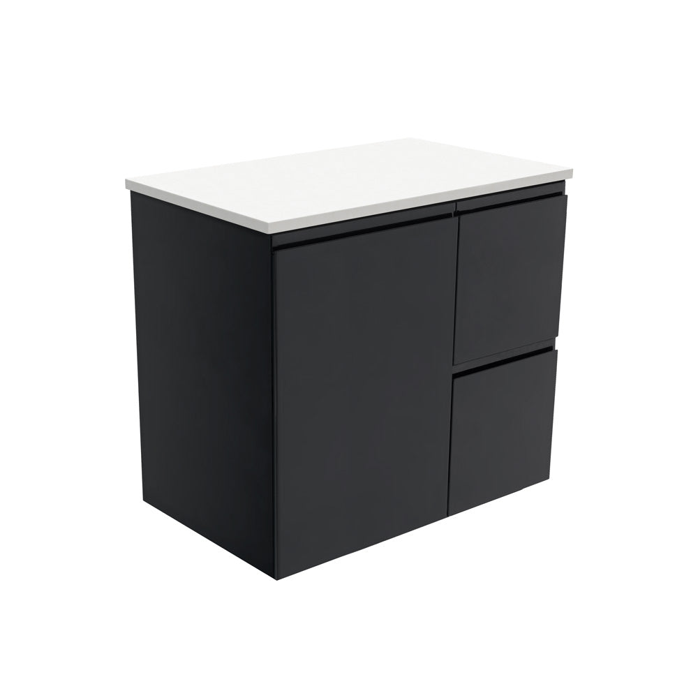 Fienza Fingerpull Satin Black Wall Hung Vanity Cabinet