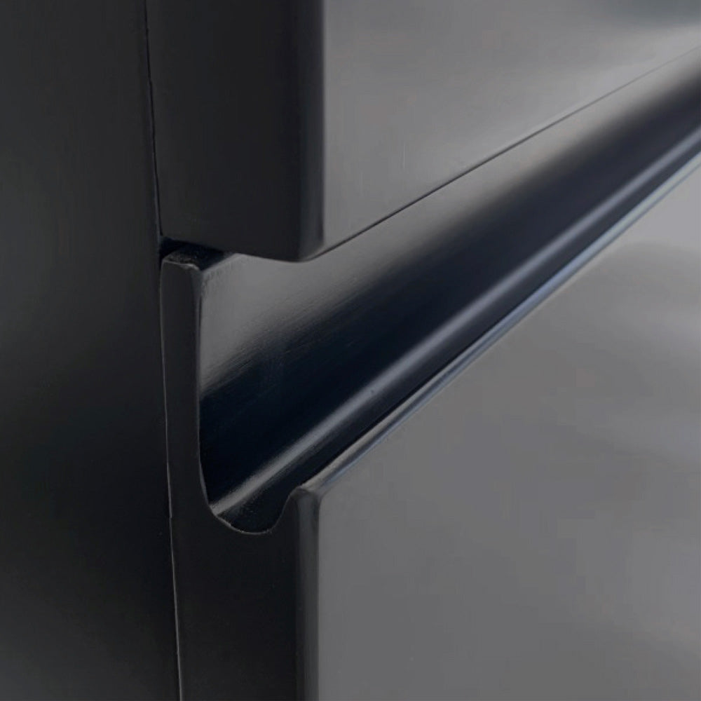Fienza Fingerpull Satin Black Vanity Cabinet on Kickboard lifestyle