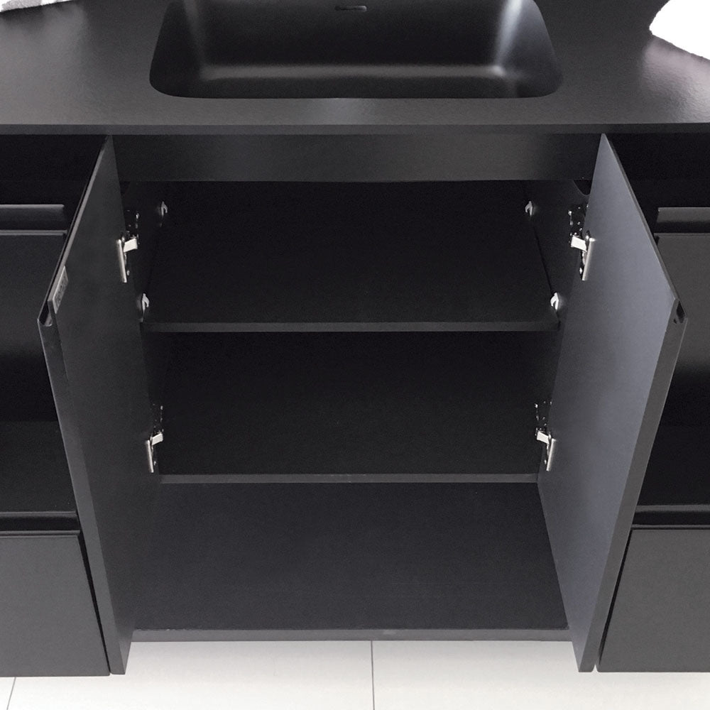 Fienza Fingerpull Satin Black Wall Hung Vanity Cabinet lifestyle