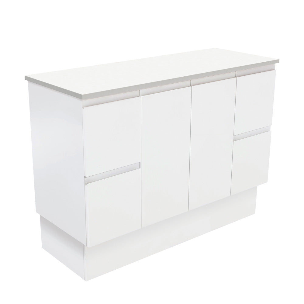 Fienza Fingerpull Satin White Vanity Cabinet on Kickboard
