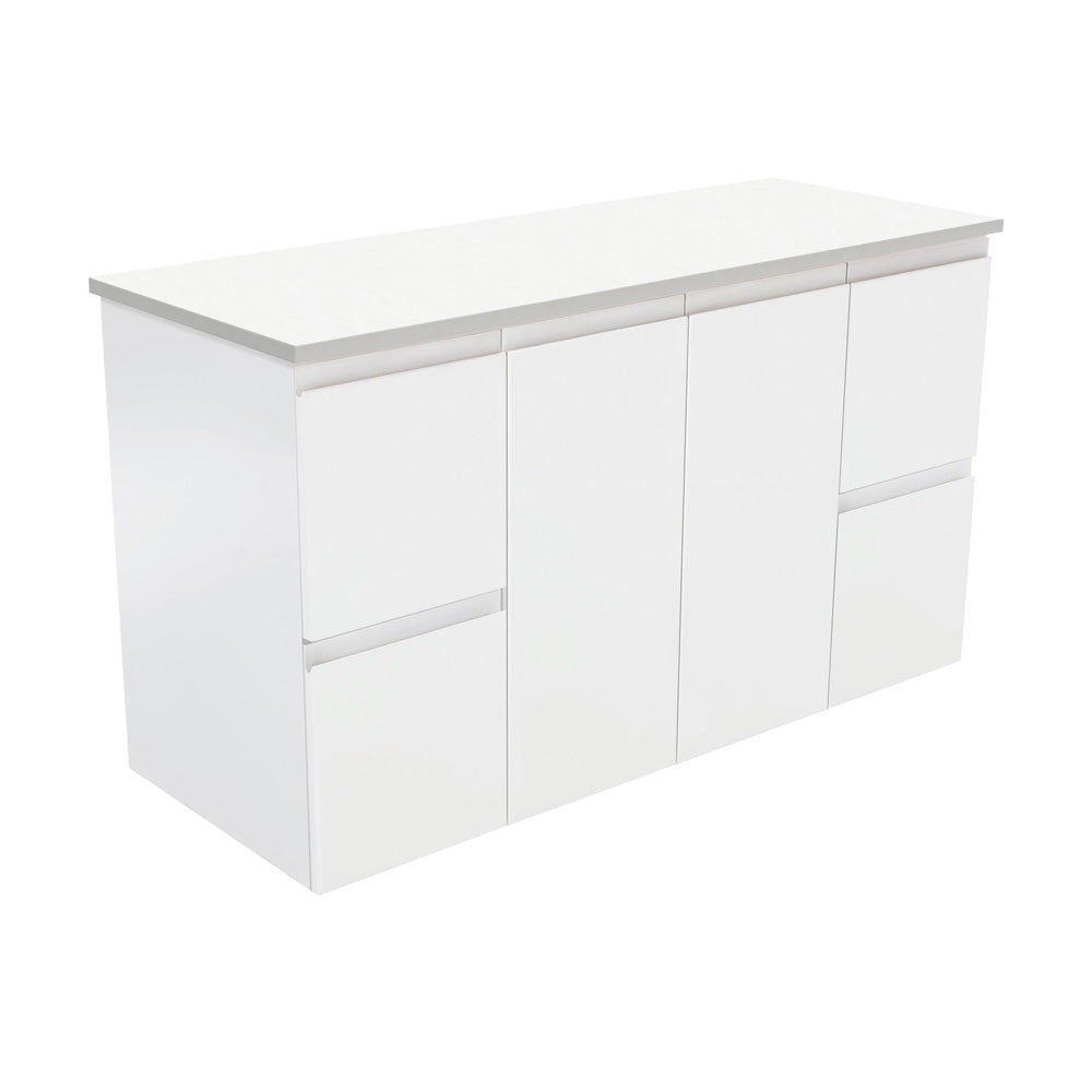 Fienza Fingerpull Satin White Wall Hung Vanity Cabinet