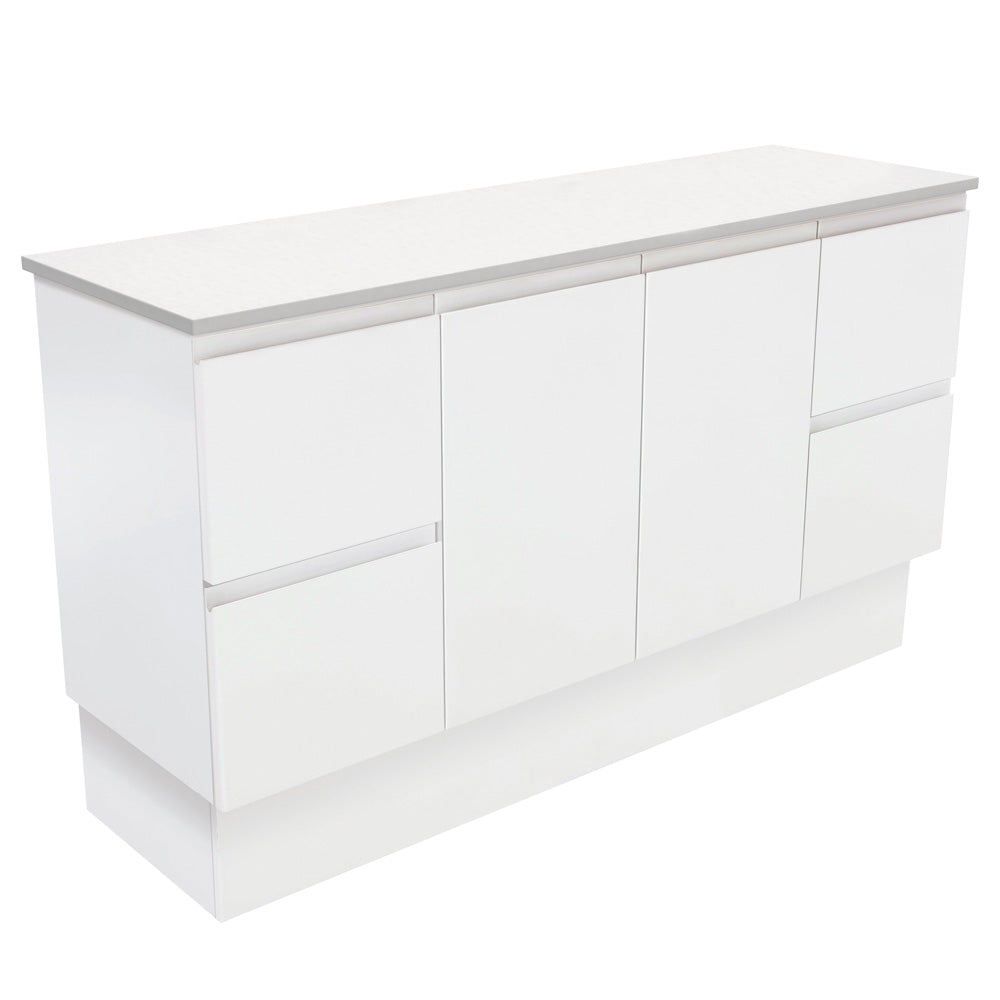 Fienza Fingerpull Satin White Vanity Cabinet on Kickboard