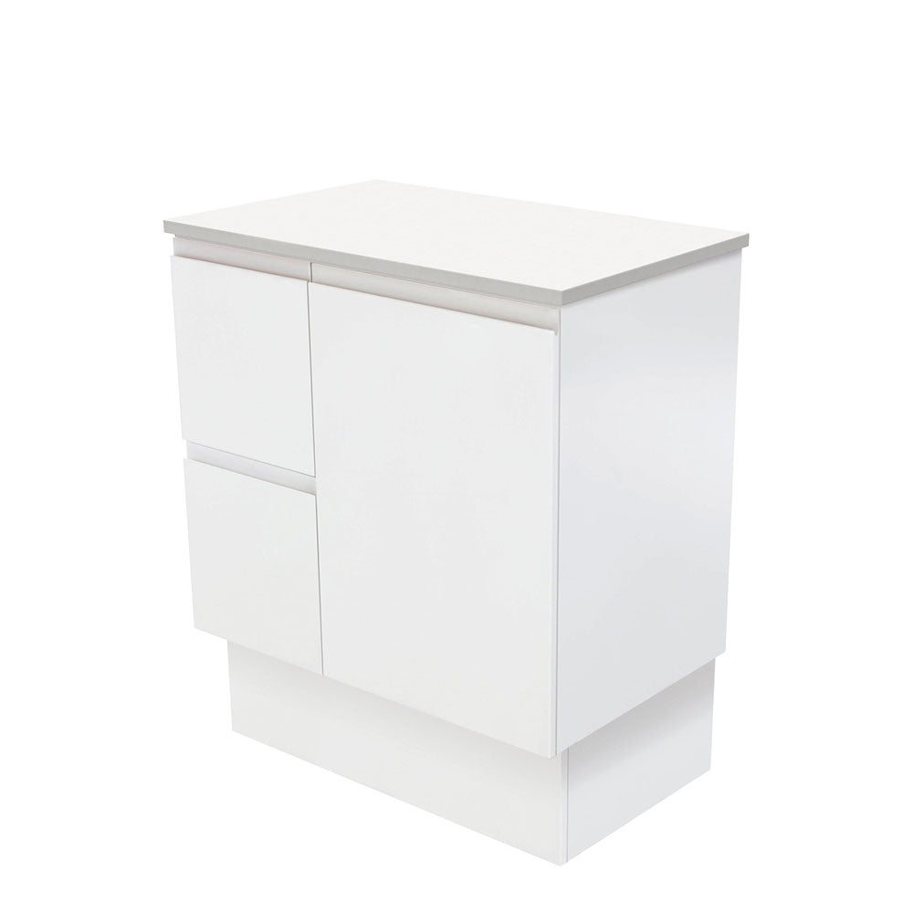 Fienza Fingerpull Satin White Vanity Cabinet on Kickboard