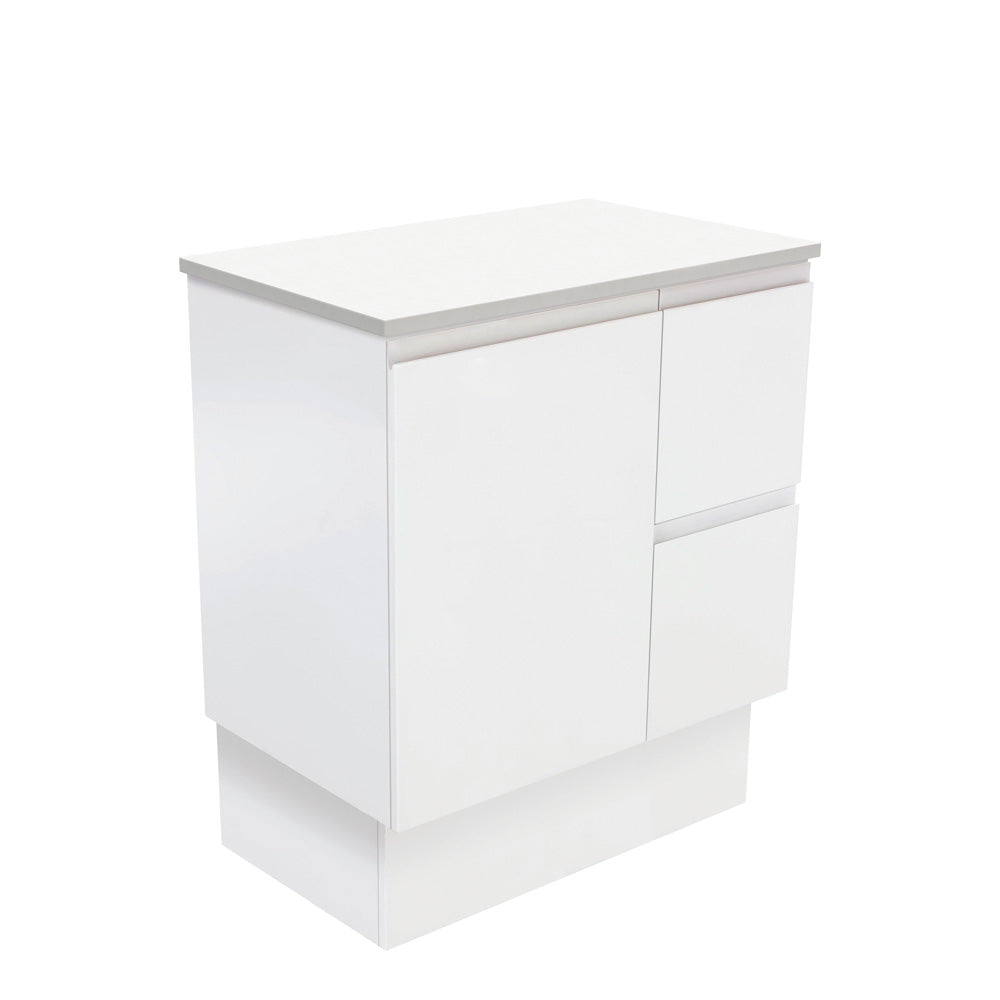 Fienza Fingerpull Satin White Vanity Cabinet on Kickboard
