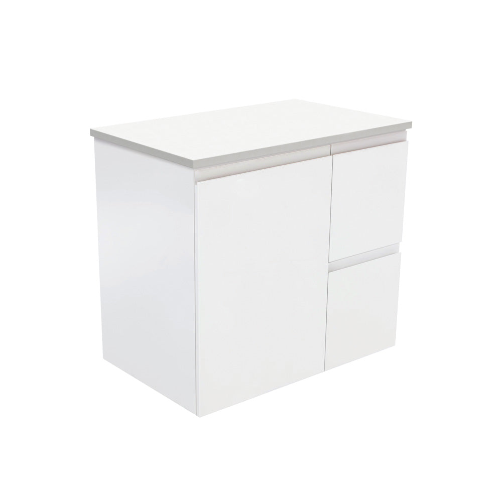 Fienza Fingerpull Satin White Wall Hung Vanity Cabinet