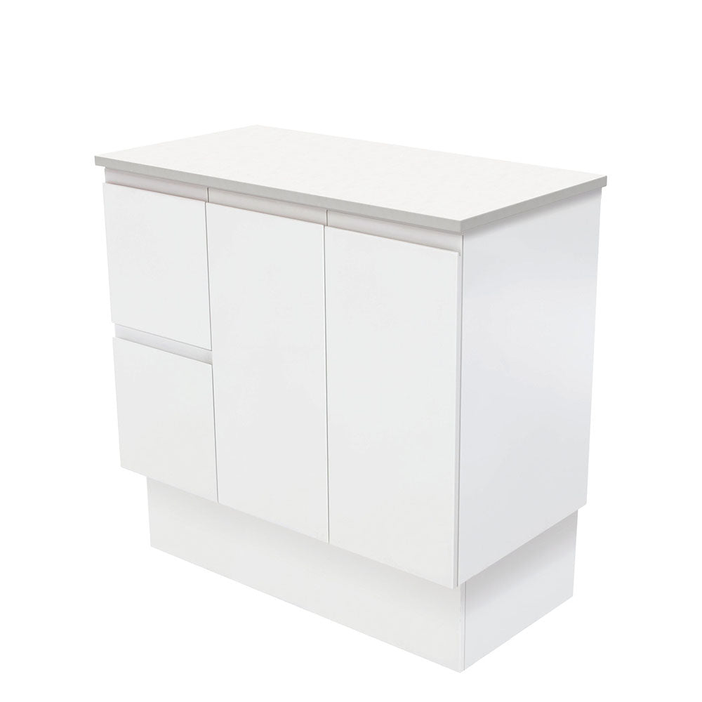 Fienza Fingerpull Satin White Vanity Cabinet on Kickboard