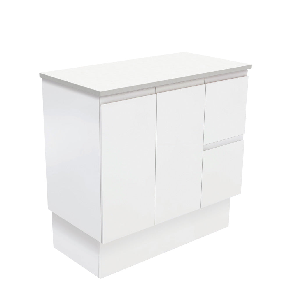 Fienza Fingerpull Satin White Vanity Cabinet on Kickboard