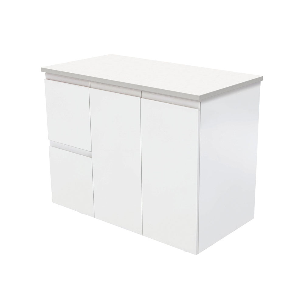 Fienza Fingerpull Satin White Wall Hung Vanity Cabinet