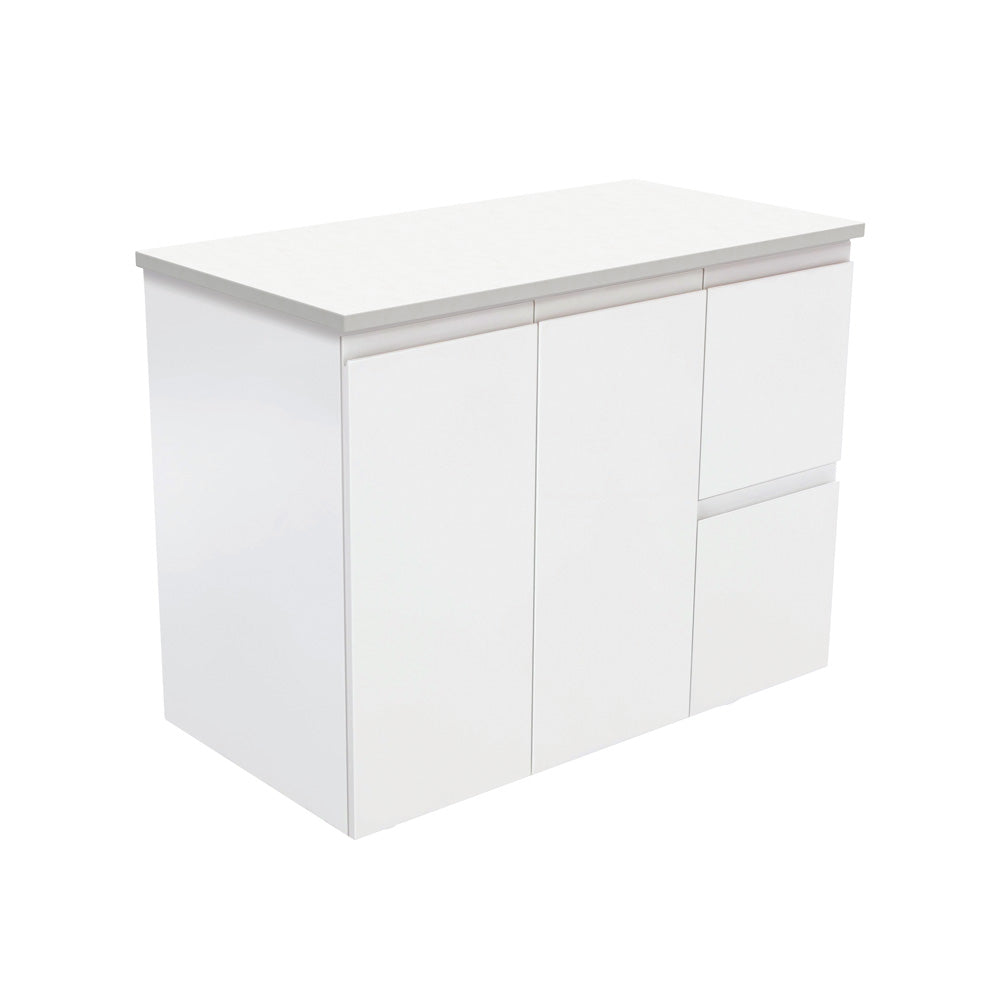 Fienza Fingerpull Satin White Wall Hung Vanity Cabinet