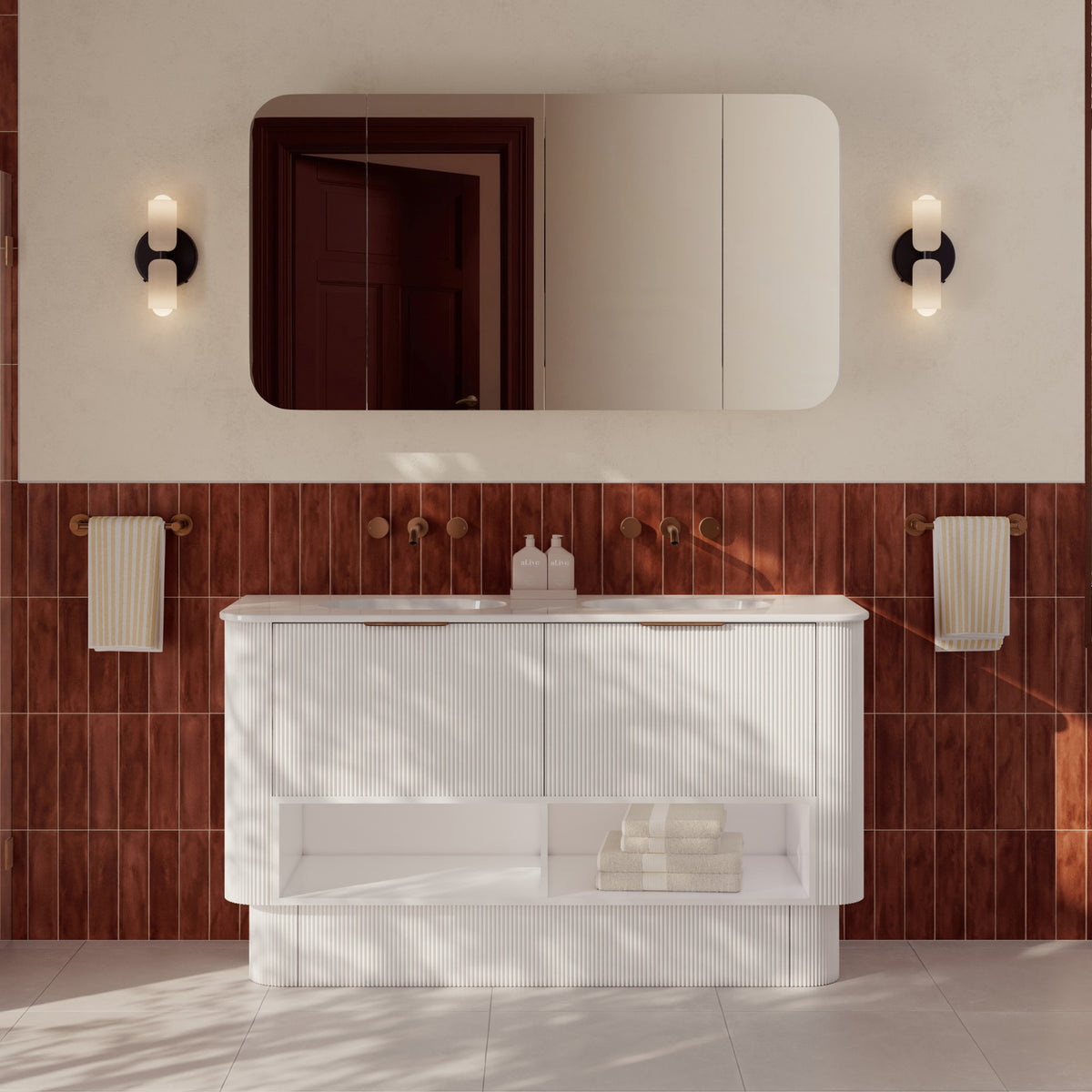 Fienza Margot Curved Open Shelf Floor Standing Vanity
