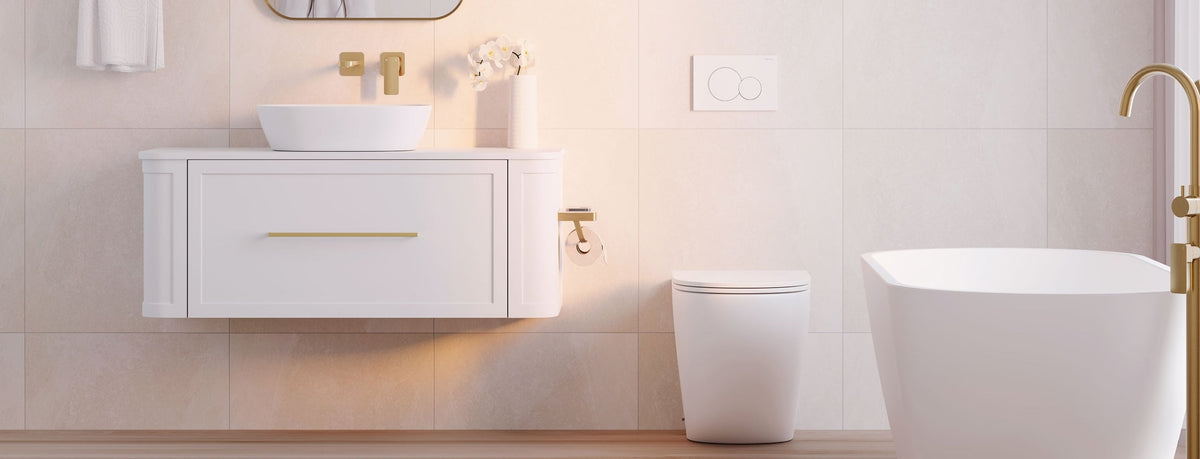 Fienza Mila Curved Wall Hung Vanity Cabinet lifestyle