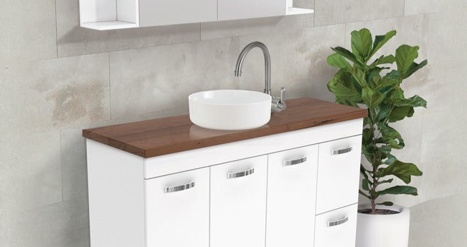 Fienza UniCab Vanity Cabinet on Kickboard or Legs lifestyle