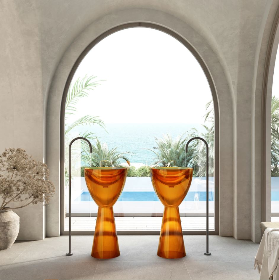 Cassa Design Wow Pedestal Translucency Resin Stone Basin