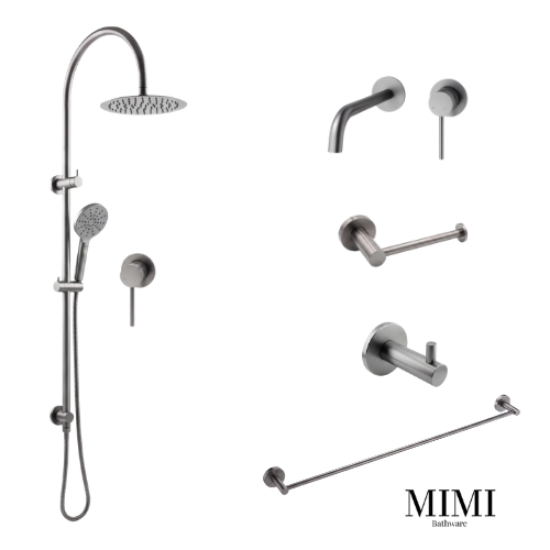 Mimi Gun Metal Wall Set Tapware Package