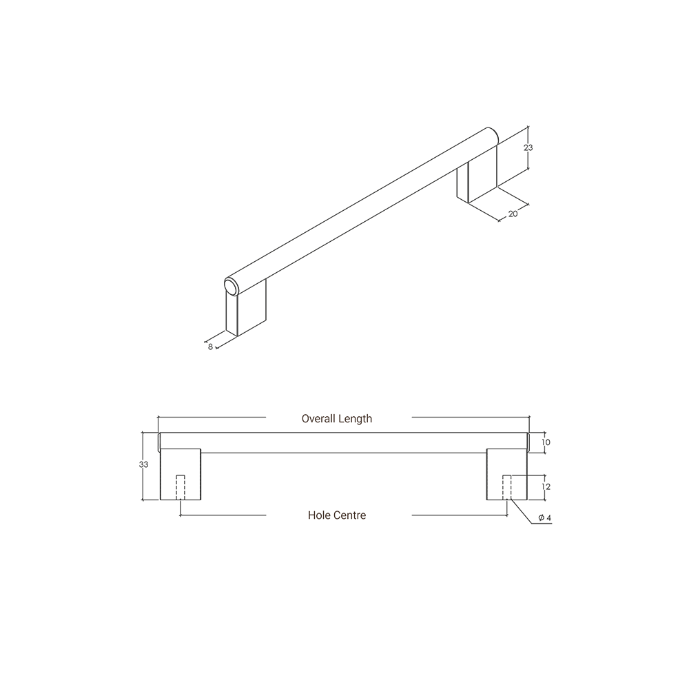 Momo Graf Knurled D Handle - Line Drawing