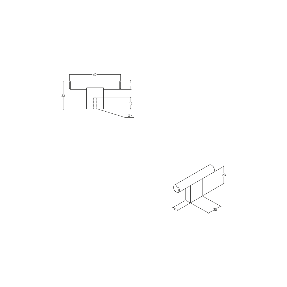 Momo Graf Knurled T Knob - Line Drawing