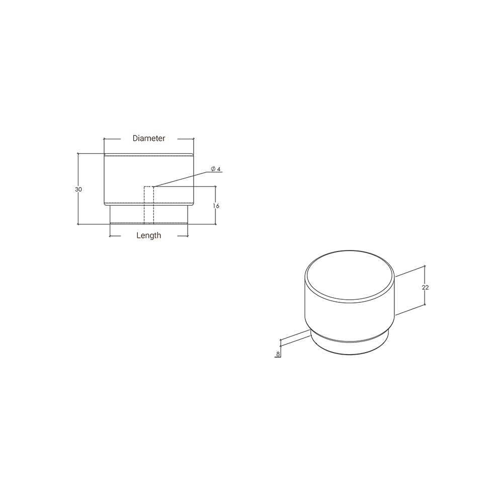 Momo Graf Round Knob - Line Drawing