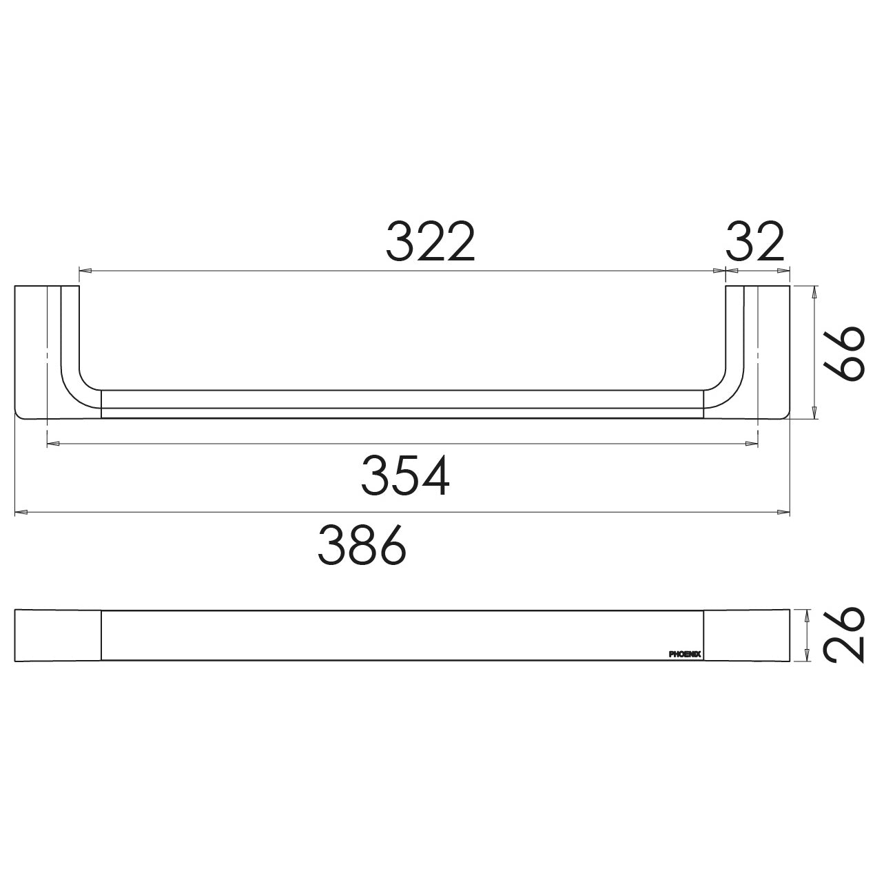 Phoenix Gloss Hand Towel Rail Brushed Bronze