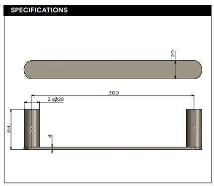 Meir Curvae Guest Towel Rail 300mm