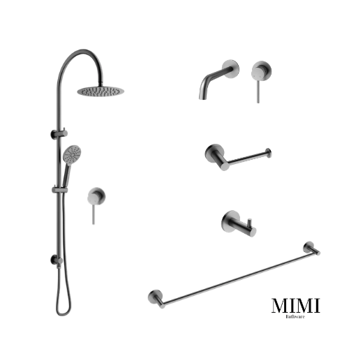 Mimi Gun Metal Wall Set Tapware Package